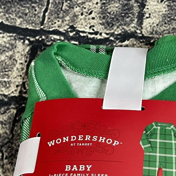 Wondershop Winter 6-9 Months 1 Piece Family Sleep Black white Green Plaid - Picture 5 of 9